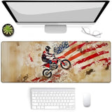 American Motocross Dirt Bike Gaming Mouse Pad, Mouse Pad, Desk Mat, Non-Slip Rubber Base Mousepads For Computers Laptop Office School Home Accessories Decor Gifts 31.5" X 11.8"