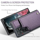 For Samsung Galaxy S22 Ultra Wallet Case With Card Holder, Rfid Blocking Credit Slots Kickstand Shockproof Phone Cover For Women Men, Purple