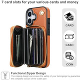 Crossbody Wallet Case For Iphone 17, Rfid Blocking Leather Purse Case With Card Holder, Protective Handbag Flip Cover With Zipper Wrist Strap Lanyard For Women 5G 6.3 Inch (Brown)