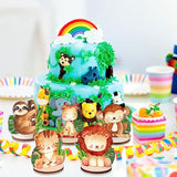 18 Pcs Jungle Animals Safari Baby Shower Decorations Wooden Jungle Par