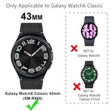 2 in 1 Watch Bling Case for Samsung Galaxy Watch 6 Classic 43mm SM R950 PC Protective Bumper Cover Glitter Rhinestone Bezel Ring Silver