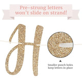 Pre-Strung Happy Engagement Banner - No Diy - Gold Glitter Wedding Engagement Bridal Shower Banner - Pre-Strung On 8 Ft Strands - Just Engaged, Bride To Be, She Said Yes Party Decorations - No Diy