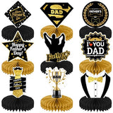 Father's Day Honeycomb Centerpieces, Black Gold Dad Table Decorations, Happy Fathers Day Table Centerpieces for Dad Party Table Decor