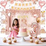 13Th Birthday Decorations For Girls, It'S My 13Th Birthday Crown And Sash Pink Rose Gold 13Th Threenager Cake Topper Banner Backdrop Balloons Hanging Swirls Happy 13 Years Old Party Supplies