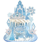 Ice Princess Cake Toppers- 16 Pcs Snow Theme Princess Cake Decorations With Castle, Crown, Snowflake Castle Birthday Cake Topper For Girls Kids Baby Shower