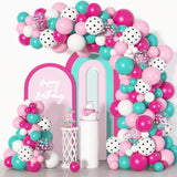 142Pcs Surprise Party Balloon Arch Kit, Rose Red Pink Blue Confetti Balloons & Tools