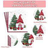 96Pcs Christmas Gnomes Party Supplies - 350 Gsm Disposable Tree Gnome Plates And Napkins Tableware Sets For Merry Birthday Party Decorations, Winter Holiday, Xmas - Serves 24
