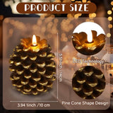 3 Pcs Led Pine Cone Candles Flameless Pinecone Candles Battery Operated, Real Wax Pine Cone Led Flickering Pillar For Christmas Home Party Decoration(Brown)