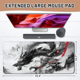 Xxl Dragon Mouse Pad - Black And White Dragon Mouse Pad, Eetended Gaming Mousepad, Xxl Anime Gaming Keyboard Mat, Large Extended Desk Mat For Keyboard And Mouse, 15.7”X 35.4”