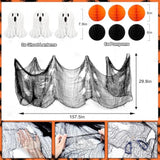 Halloween Party Decoration Kit: Ghost Banner, Creepy Cloth & Bat Stickers