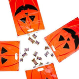 50 Piece 11" X 17" Jack-O-Lantern Trick Or Treat Bags Orange Pumpkin Face Halloween Plastic Candy Bags For Party Favors, Snacks, Decoration
