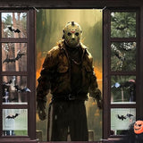 Halloween Decorations Outdoor Scary Halloween Door Cover With Horror Movie Character Killer Party Supplies Door Banner