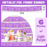 6 Pack 10 Ft Light Purple Foil Fringe Garland Metallic Streamers Tinsel Banner Wall Hanging Garland Backdrop For Parade Floats, Halloween, Christmas, Thanksgiving, New Year Party Decorations