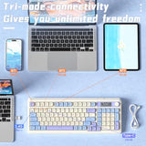 AULA S99 Pro Gaming Keyboard, Cute Creamy Keyboard with Number Pad Smart Screen, Tri-Mode Bluetooth/2.4G/USB-C Computer Keyboards, Media Knob Custom RGB Backlit Feel for MAC Xbox PC Gamer - Purple