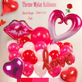 Valentines Day Balloon Garland Arch Kit With Red Pastel Pink Balloons And Love Letter Lips Large Heart Mylar Balloons For Women Girls Birthday Party Galentine'S Valentine'S Day Decorations