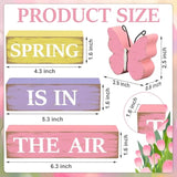 4 Pcs Spring Butterfly Wooden Table Sign Spring Is In The Air Table Block Centerpieces Rustic Farmhouse Butterfly Wood Tabletop Decorations For Party Home Office Kitchen Shelf Desk Tiered Tray Decor