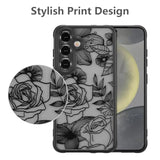 For Samsung Galaxy S25 Case, Floral Rose Cute Phone Case For Women Girls Aesthetic Pattern Print Slim Tpu Bumper Shockproof Protective Cover For S25, Black