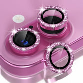 iPhone 16/16 Plus Camera Lens Protector, 9H Tempered Glass, Glitter Pink