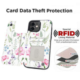 For Iphone 11 Wallet Case With Card Holder-Pu Leather Folio Flip Cover Kickstand Card Slots Double Magnetic Clasp Rfid Blocking Compatible With Iphone 11 6.1" (Pink Flowers)