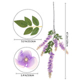 47''Silk Amber Wisteria Artificial Flowers 2 Branches, Fake Wisteria Floral Hanging Plant Garland,Hanging Flower Stem For Home Decor, Party, Floor Vase, Wedding Arrangement Decoration (White)