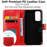Case For Samsung Galaxy A16 4G/5G, Premium Leather Magnetic Closure Flip Wallet Phone Case With Card Holder Cash Slot Stand Function Embossed Mandala Flower Slim Shockproof Lanyard Cover - Red