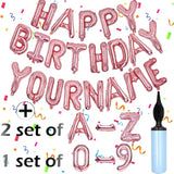 76Pcs Happy Birthday Balloon Banner, Rose Gold Balloons Letters, Personalized 16" Mylar Foil Birthday Decorations Include 2 Sets A- Z, 1 Set Number 0-9 And "Happy Birthday" Letters (With Balloon Pump)
