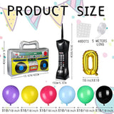90S 80S Theme Party Balloons Backdrop Decorations Include Inflatable Boom Box Inflatable Retro Mobile Phone Gold Chain Balloons Garland Kit For Back To 90S 80S Party For Birthday Decor