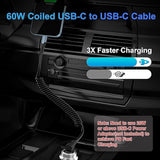 Coiled Usb C To Usb C Cable 4Ft - 90 Degree Type C To Type C Cable For Car 60W Fast Charging Retractable Charger Cable Compatible With Iphone 16/15 Plus/Pro Max