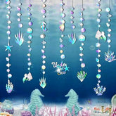 Iridescent Under The Sea Party Decorations Holographic Bubble Garlands Decoration Mermaid Birthday Decor For Ocean Theme Sea Shell Baby Shower Summer Beach Pool Nautical Theme Party Supplies