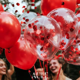 42 Red Balloons Set β 12in Latex & Confetti Balloons with 64ft Ribbon for Party Decorations