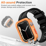 Rugged Case Compatible with Apple Watch Case Series 9/8/7 41mm SE 3/2/1 Series 6/5/4 40mm, Soft TPU Shockproof Bumper Drop Proof Protective Cover Compatible with iWatch - Orange