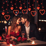 Valentines Day Decor, Red Love Heart String Lights For Bedroom, 12 Hearts 138 Led Fairy Twinkle Lights With Remote, 8 Lighting Modes Connectable Window Lights For Valentine'S Day Wedding Home Decor