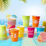 50 Hawaiian Luau Party Decorations Cups With Parasol Straws -16Oz Disposable Party Cups For Tropical Luau Moana Birthday Party Decor Supplies