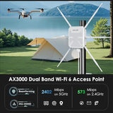 2026 Ax3000 Outdoor Wifi 6 Extender, Long-Range Wifi Repeater/Access Point With Dual Band/Poe/Ip67 Waterproof/6 X 7Dbi Antennas, Supports Up To 256 Devices For Garage, Yard, Rv,Farm