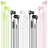 Wired Earbuds With Microphone 5 Pack, In-Ear Headphones With Heavy Bass, High