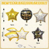 18-Inch Black & Gold Happy New Year Balloons Large Foil Decor for 2026 NYE