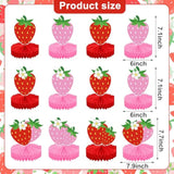 12pcs Strawberry Honeycomb Centerpieces for Strawberry-Themed Party & Baby Shower