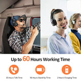 Bluetooth Headset With Microphone, Trucker Bluetooth Headset With Ai Noise Cancelling & Mute Button, Wireless On-Ear Headphones 60 Hrs Working Time, For Trucker Home Office Remote Work Zoom