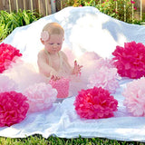 12 Pcs Rainbow Tissue Paper Pom Poms for Birthday, Wedding, Baby Shower Decorations