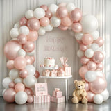 Pink And White Balloons Arch Kit, Double Stuffed Pastel Pink Balloons Garland Boho Baby Pink White Orange Neutral Balloons Arch Kit For Wedding Birthday Bridal Shower Birthday Party Decorations