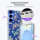 Clear Glitter For Samsung Galaxy S25 Plus Case 6.7 Inch, Shockproof Thin Flower Slim Cute Crystal Lace Bling Women Hard Back Soft Tpu Bumper Protective Cover For Samsung S25 Plus Mandala Henna