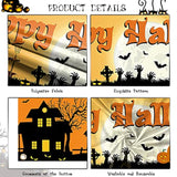 Large Outdoor Halloween Banner Fabric Pumpkin Graveyard Yard Sign Wall Fence Decor