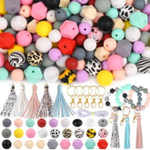 141pcs Silicone Beads Kit for Keychains, Bracelets & Crafts - 12mm, 14mm, 15mm