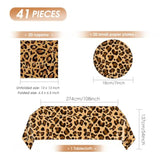 41Pcs Cheetah Print Party Decorations Leopard Animal Theme Tableware Include Dinner Dessert Plates,Napkin,Tablecloth?baby Shower Safari Animal Leopard Themed Birthday Party Decor Supplies | Serves 20