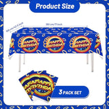 3 Pcs Blue Hedgehog Birthday Tablecloth - 42.5" X71'' Waterproof Cartoon Table Cover For Boys Girls Kids Party Supplies Decor Gamer Mining Craft Party Decorations