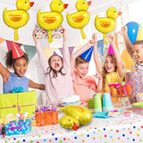 30 Pcs Duck Balloon Mini Duck Shape Foil Balloon With 4 Rolls Gold Ribbons For Birthday Baby Shower Party Decoration