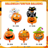 Halloween Pumpkin Balloon Set: 6 Orange Foil Balloons Party Decor
