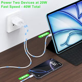 40W Dual Usb C Charger Block,2-Port Fast Usb-C Power Adapter Wall Charger Plug Type C Charging Block For Laptop Computer & Tablets/Phones Iphone 15/14/13/12/11/X, Ipad,Samsung,Google ?2 Pack?