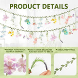 2 Pcs 6.5 Ft Artificial Flower Banner Spring Wildflower Garland Hanging Flowers For Decoration Floral Backdrop For Bridal Shower Home