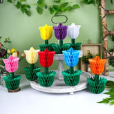 8Pcs Flower Honeycomb Centerpieces For Table Decorations, Tulip Spring Party Decor, Colorful Tulip Honeycomb Tabletop Decor For Home Office Holiday Party Supplies (Tulip.8Pcs)
